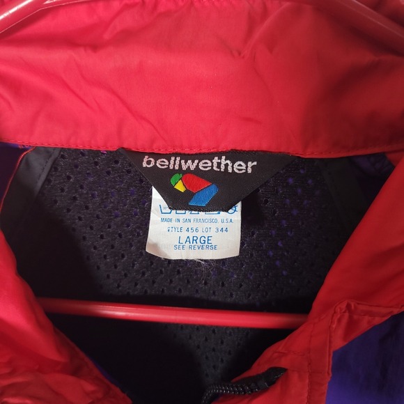 Vintage 90s Bellwether Color Block Windbreaker Cycling Jacket Large Purple Red B - Picture 3 of 8